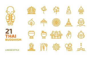 tailandés budismo línea icono estilo vector ilustración
