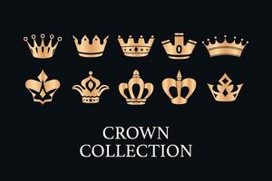 golden icon crown collection vector