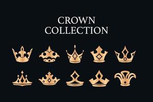 golden icon crown collection vector