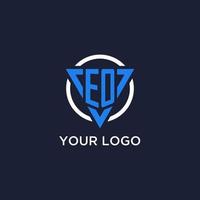 EO monogram logo with triangle shape and circle design elements vector