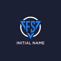 FS monogram logo with triangle shape and circle design elements vector