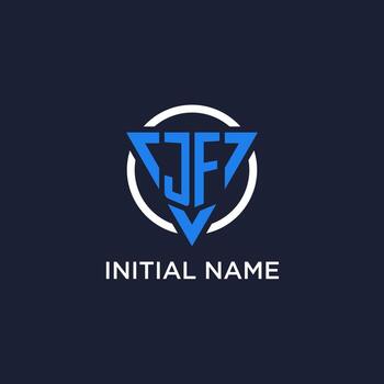 JF monogram logo with triangle shape and circle design elements vector