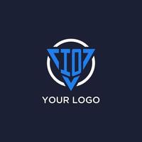IO monogram logo with triangle shape and circle design elements vector