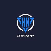 HN monogram logo with triangle shape and circle design elements vector