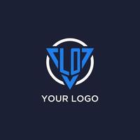 LO monogram logo with triangle shape and circle design elements vector