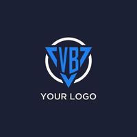 VB monogram logo with triangle shape and circle design elements vector