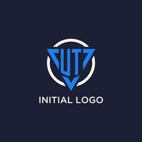 UT monogram logo with triangle shape and circle design elements vector