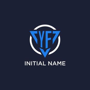 YF monogram logo with triangle shape and circle design elements vector