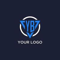 YB monogram logo with triangle shape and circle design elements vector