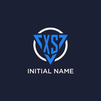 XS monogram logo with triangle shape and circle design elements vector