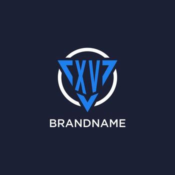 XV monogram logo with triangle shape and circle design elements vector