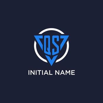 QS monogram logo with triangle shape and circle design elements vector