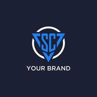SC monogram logo with triangle shape and circle design elements vector