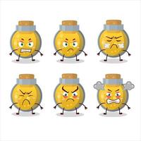 Golden potion cartoon character with various angry expressions vector