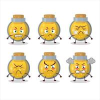 Golden potion cartoon character with various angry expressions vector