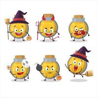 Halloween expression emoticons with cartoon character of golden potion vector