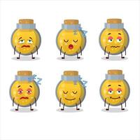 Cartoon character of golden potion with sleepy expression vector