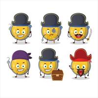 dibujos animados personaje de dorado poción con varios piratas emoticones vector