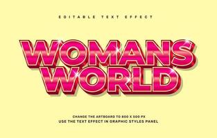 Woman world editable text effect template vector