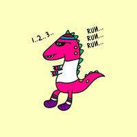 Cute dinosaur jogging vector design for wallpaper, background, fabric and textile