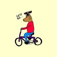 Cute deer riding bicycle vector design for wallpaper, background, fabric and textile