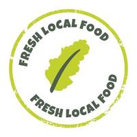 Fresco local comida etiqueta. vector grunge insignia, sello para orgánico y eco simpático productos texturizado ecológico, biografía, orgánico y natural productos pegatina, logo, sello