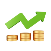 3d incrementar disminución dinero financiero y negocio png