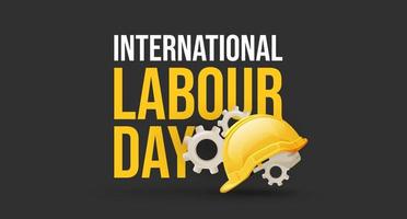 internacional labor día mayo 1 bandera con la seguridad casco y engranaje ilustración concepto vector