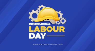 internacional labor día mayo 1 bandera con la seguridad casco y engranaje ilustración concepto vector