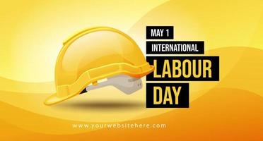 International labour Day May 1 Banner With Safety Helmet Illustration Concept vector