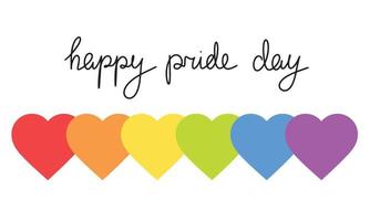 Happy pride day banner. Minimal LGBT banner with rainbow as heart. vector