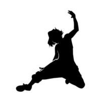 silueta de un hembra bailarín en acción pose. silueta de un Delgado mujer en bailando mover. vector