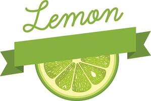 Lemon slice with green ribbon paper vector