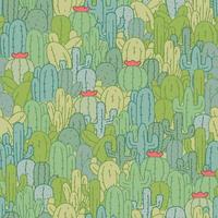 Seamless pattern of crowded green cactus vector