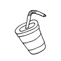 Cool drink cup with straw. Cartoon vector and illustration, isolated on white background.