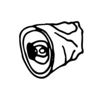 crumpled aluminum can - vector sketch on white background. ecology concept. soda packing. garbage