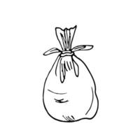 Vector cartoon illustration of full plastic trash bag isolated on white