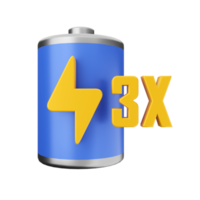 3d batteria caricare energia icona illustrazione png