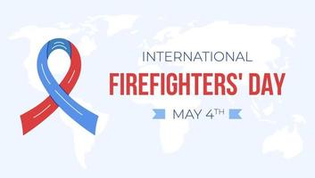 Horizontal background for international firefighters day. Template with red and blue color ribbon. vector