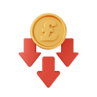 3d incrementar disminución dinero financiero y negocio png