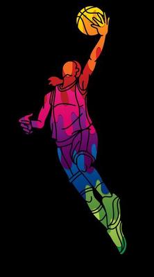 Basketball Female Player Jumping Action