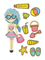 Beach Icons Collection Vector