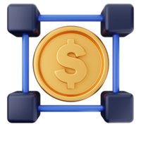 3d dinero moneda dólar icono ilustración png