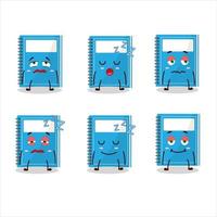 Cartoon character of blue study book with sleepy expression vector