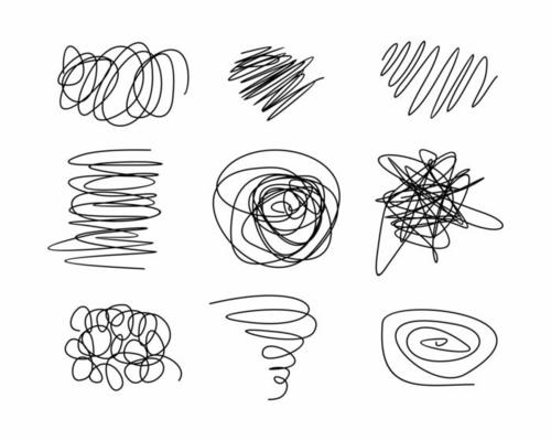 Scribble brush strokes set, vector logo design element