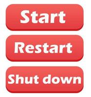 Mock up red button with message Start Restart Shut down photo