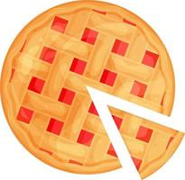 bright vector illustration of berry pie and a piece of pie, homemade cakes, sweet cake with jam