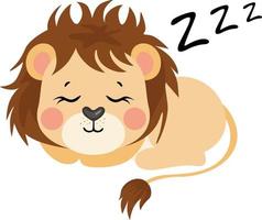 Cute lion sleeping isolated on white vector