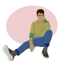 Flat design of a boy with shoes and a long sleeve shirt and pants vector