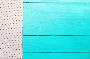 top view empty wooden table and tablecloth copy space photo